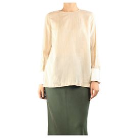 Brunello Cucinelli Blusa in seta a righe neutra - taglia S