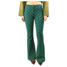 Diane Von Furstenberg Grüne geometrisch gemusterte Hose - Größe UK 8