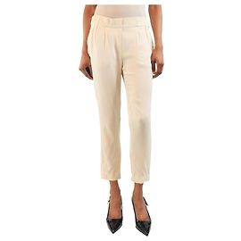 Brunello Cucinelli Pantalones de seda crema - talla UK 6
