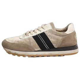 Brunello Cucinelli Sneakers in velluto e suede taupe - taglia EU 38