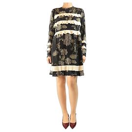 Red Valentino Abito mini in seta nera con stampa floreale - taglia UK 12