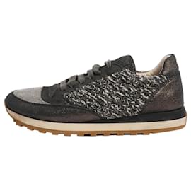 Brunello Cucinelli Sneakers in tweed scintillante grigio scuro - taglia EU 38