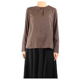 Brunello Cucinelli Blusa de seda marrón oscuro - talla M
