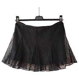 Dolce & Gabbana Falda Mini de Encaje Negra