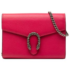 Portafoglio Gucci Dionysus in pelle di vitello rosa con catena