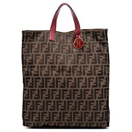 Braune Zucca-Canvas-Shopper-Tasche von Fendi