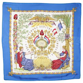 Foulard in Seta Bianco Hermès Republique Francaise Liberte Egalite Fraternite 1789