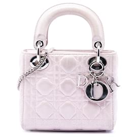 Dior Mini Cannage Lady Dior in agnello iridescente rosa