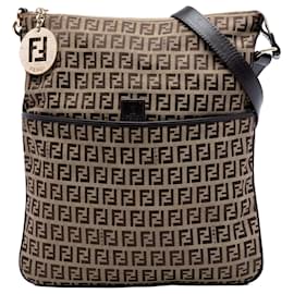 Borsa a tracolla in tela Zucchino beige di Fendi