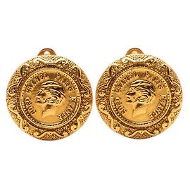 Orecchini rotondi a clip in oro placcato Chanel Coco Profile