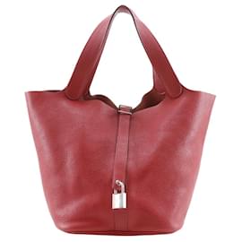 Hermès Picotin Lock 26 in Pelle Clemence Rossa