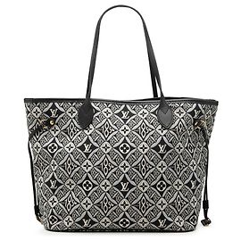Louis Vuitton Bolsa Neverfull MM Monograma Jacquard Preto Desde 1854