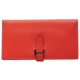 Hermès Red Epsom Bearn Wallet