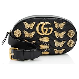 Belt bag Gucci Matelassé in pelle GG Marmont con borchie animali - Taglia 34 / 75