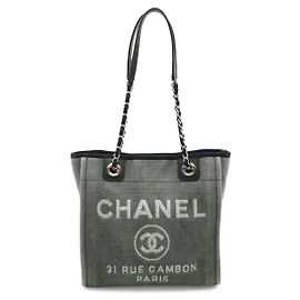 Chanel Deauville Tote Bag aus Canvas und Leder