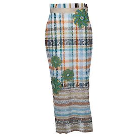 Autre Marque Silvia Tcherassi, Shadia check lace midi skirt