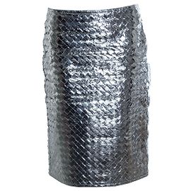 Falda de cuero laminado Intrecciato de Bottega Veneta