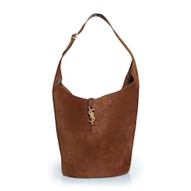 Saint Laurent, Le 5 A 7 hobo in suede color cognac
