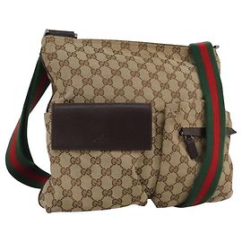 Gucci Double Pocket Web Messenger GG Canvas and leather Medium