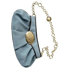 Clutch Lancel Brigitte Bardot Blu Suede