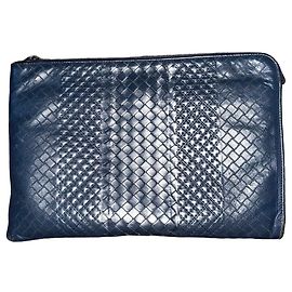 Bolsa Bottega Veneta Intrecciato de couro, Azul Escuro