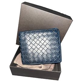 Billetera Bottega Veneta Intrecciato Bifold Cuero Azul