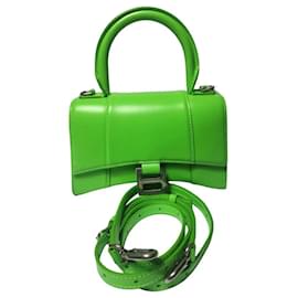 Borsa Balenciaga Hourglass XS in pelle nappa verde neon