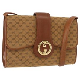 Gucci Borsa a Spalla Micro GG in Tela Beige Oro Auth am11560