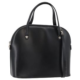 Borsa a mano in pelle Gianni Versace 2 in 1 Nera Argento Auth 177571