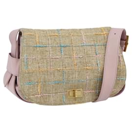 Borsa a Spalla CHANEL 2.55 Tweed Rosa Oro CC Auth 179020SAV