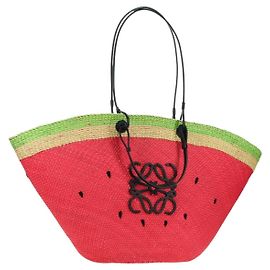 Bolsa Tote Watermelon LOEWE em ráfia 2 em 1 Vermelha Auth 178041SM