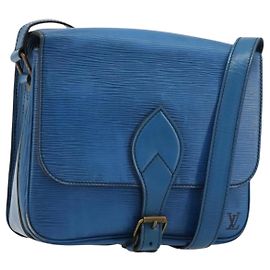 LOUIS VUITTON Borsa a Spalla Cartouchiere MM Epi Blu M52245 LV Auth 170556