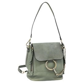 Chloé Zaino Chloe Fay in pelle scamosciata 2 in 1 oro verde chiaro Auth 177032