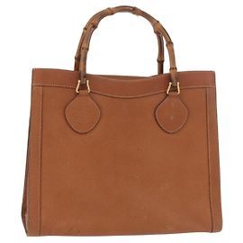 Borsa Tote in Pelle Gucci Bamboo Marrone Oro 002 1186 0260 Auth bs34911