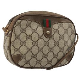 Sac Sherry Line GG Supreme Web de GUCCI en PVC beige et or 89 02 066 Auth 177279