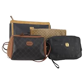 BALLY Celine MCM Macadam Tela Vicetos Borsa Pelle 4 Set Nero Auth 175754 - Bally