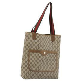 Borsa tote in PVC beige e rosso della linea Sherry GG Supreme di GUCCI 39 02 003 Auth BA12408