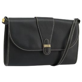 Borsa a Spalla Christian Dior in Pelle Nera e Oro Auth ep14089