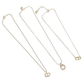 Collana Christian Dior metallo 3 pezzi tono oro Auth 176122