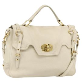 Borsa a mano Miu Miu in pelle 2 in 1 avorio oro Auth 175857