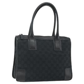 Borsa Tote GG Canvas Gucci Nera Oro Auth 177786