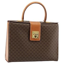 Céline Borsa a mano in tela Macadam CELINE in pelle PVC marrone oro Auth 177206A