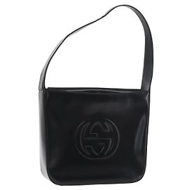 Borsa a spalla GUCCI Soho in pelle verniciata nera argento 000 0506 Auth 178524