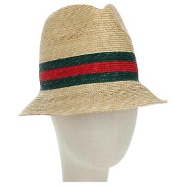 Chapéu de palha GUCCI S Bege Auth BA12455M
