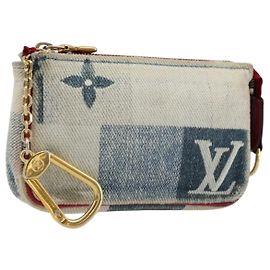 LOUIS VUITTON Monogram Denim Mini Pochette Accessoires Blue M68760 Auth 178048A