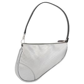 Bolso Accesorio de Lona Trotter Christian Dior en PVC Plata Auth ep13915A