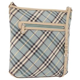 Borsa a Spalla Burberry Nova Check Blue Label in Tela Azzurra Chiara Argento Autentica 179010