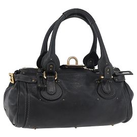 Chloé Chloe Paddington Handtasche aus schwarzem Leder mit Silber und Gold Auth 178515A