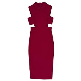 Autre Marque Cushnie et Ochs Rotes Skulpturales Midi-Kleid