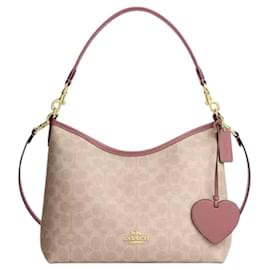 Coach Laurel Schultertasche aus Signature Canvas mit Herzanhänger
